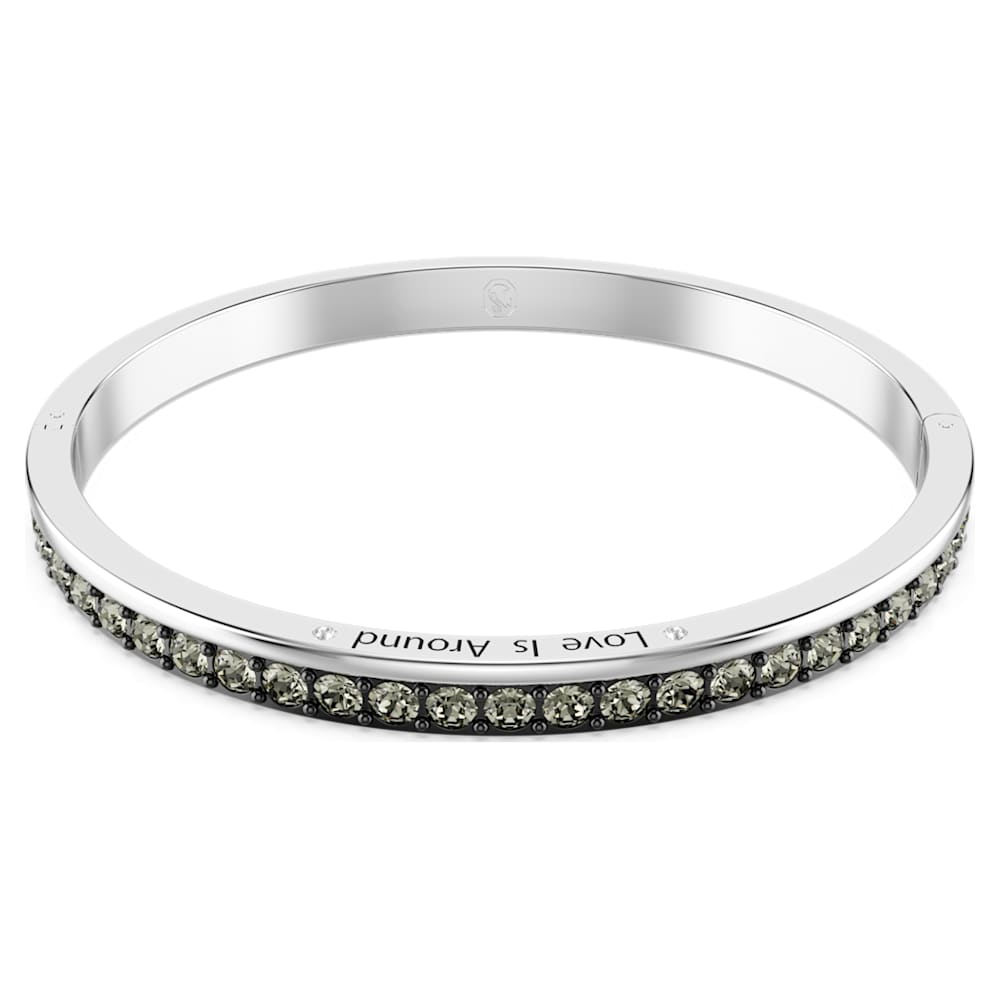 Connexus bangle, Round cut, `Love is around`, Black, Rhodium plated |  Swarovski